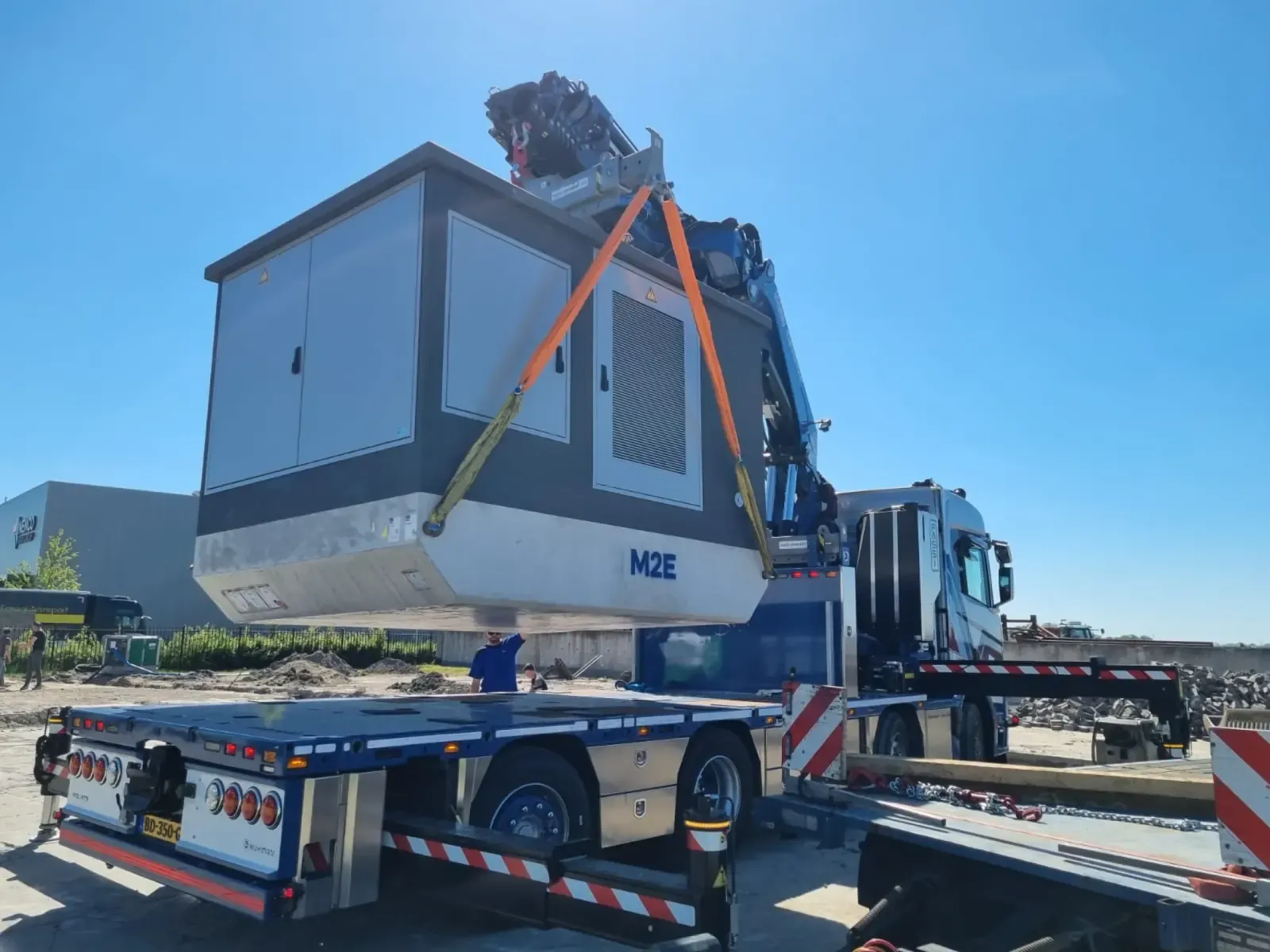 Placing a compact substation with a truck crane