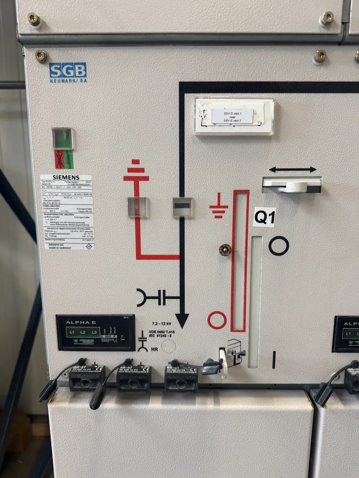 Ringkabelfeld Q1 mit Horstmann ALPHA E und HR-ST-Spannungsanzeigern